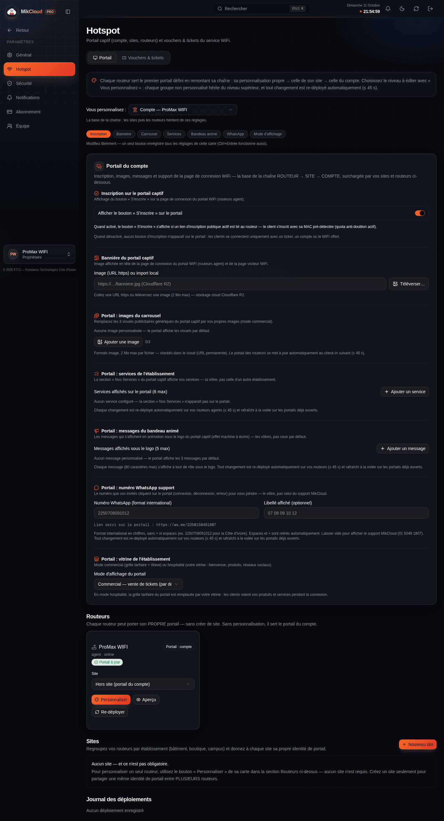 Éditeur de portail captif : personnalisation du logo, des couleurs et des textes de la page de connexion